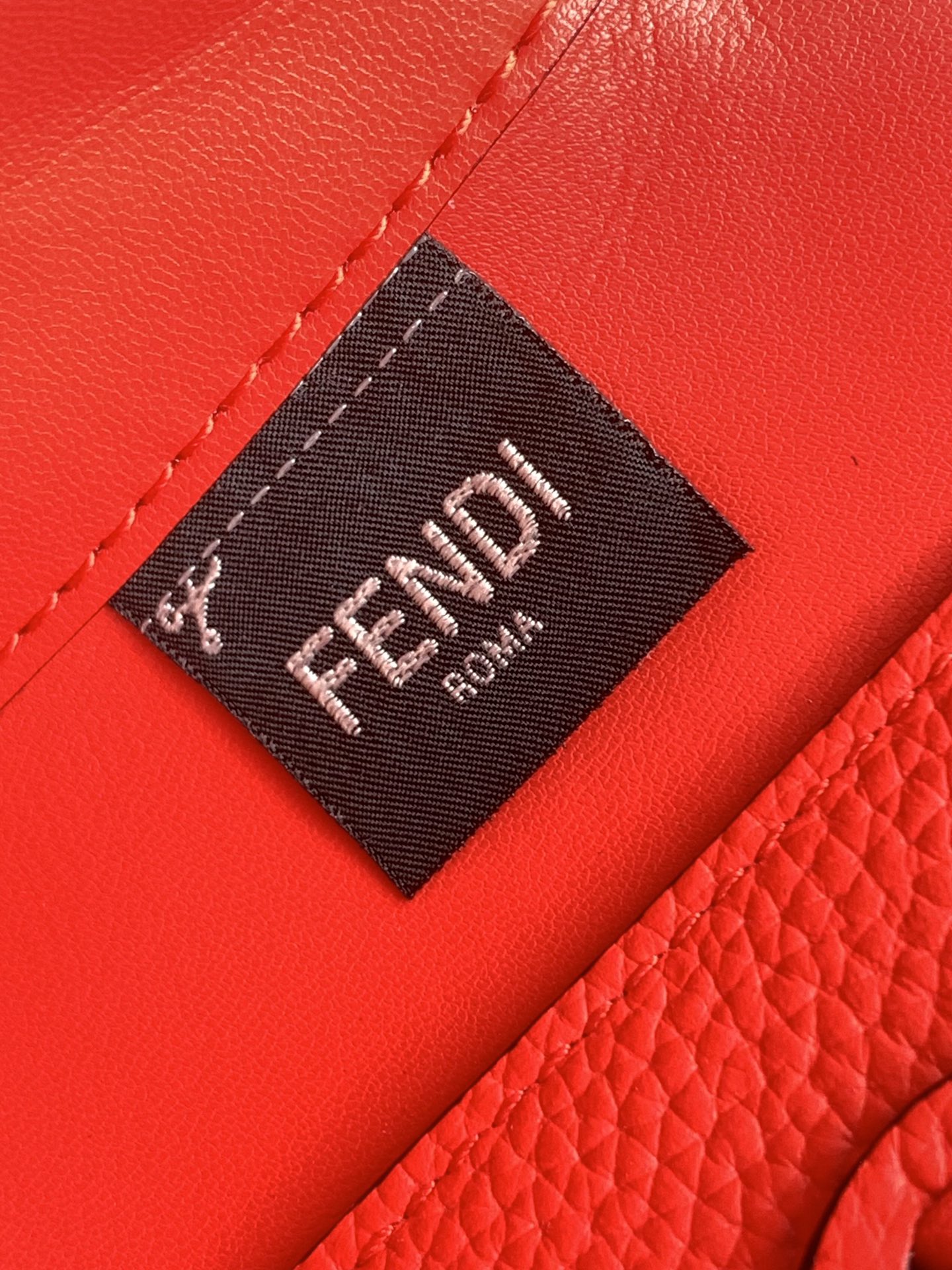 Fendi Mini Baguette Selleria With 309 Hand-sewn Topstitches Shoulder Bag Red 